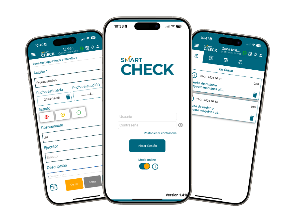 Smart Check - Aplicación móvil: login, acciones y registros