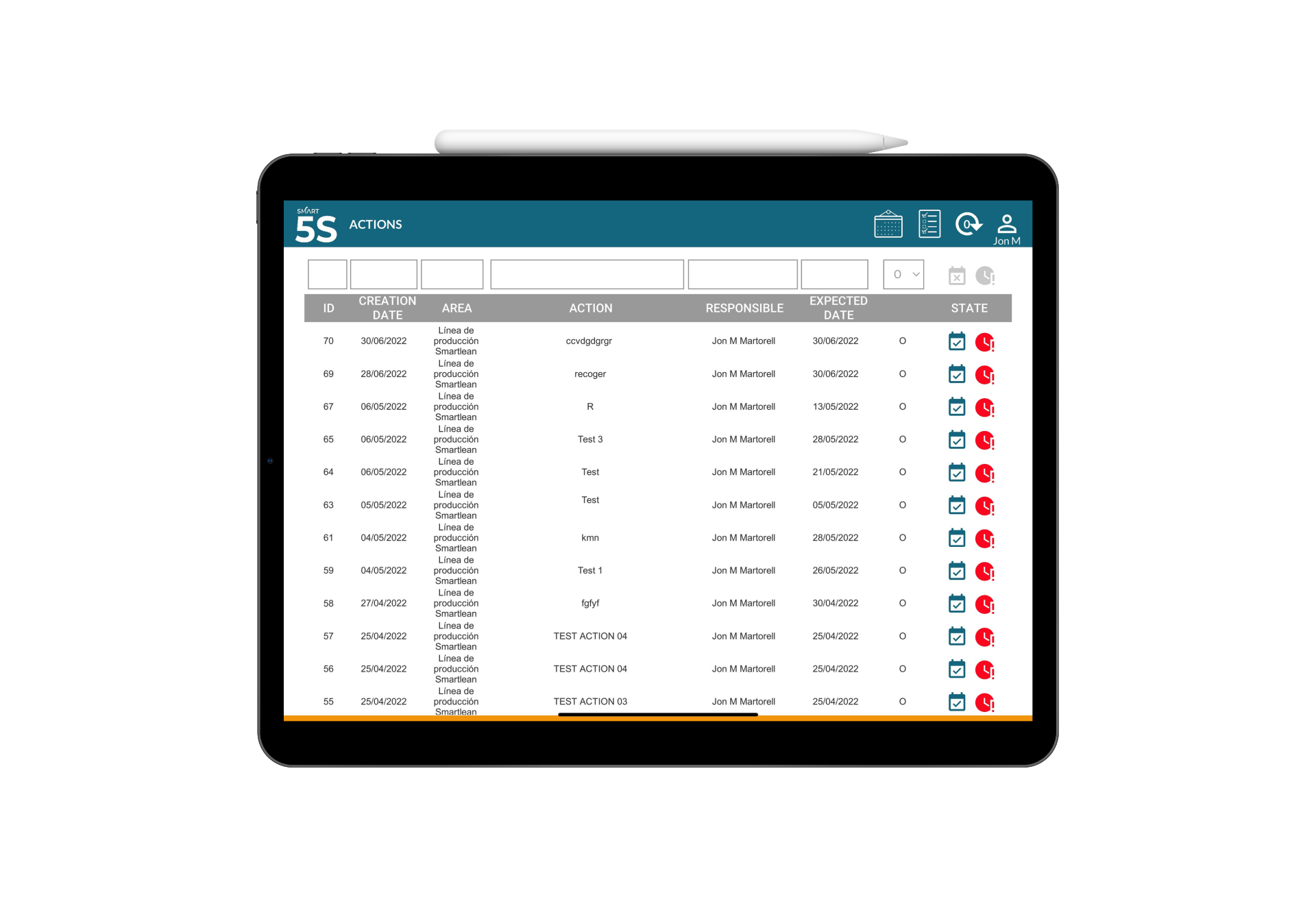 Smart 5S - Gestión de acciones en iPad
